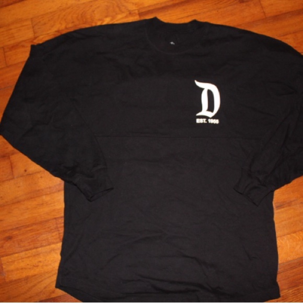 Disney Black Long Sleeve Tee with White 'D' Emblem